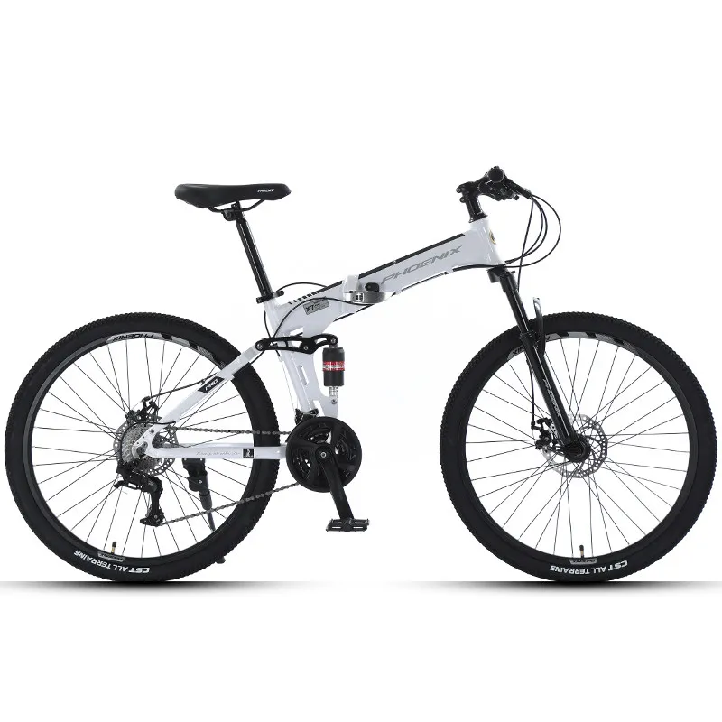 

Складной горный велосипед для бездорожья с двойной амортизацией, из алюминиевого сплава, для взрослых мужчин и женщин, портативный, регулируемый.