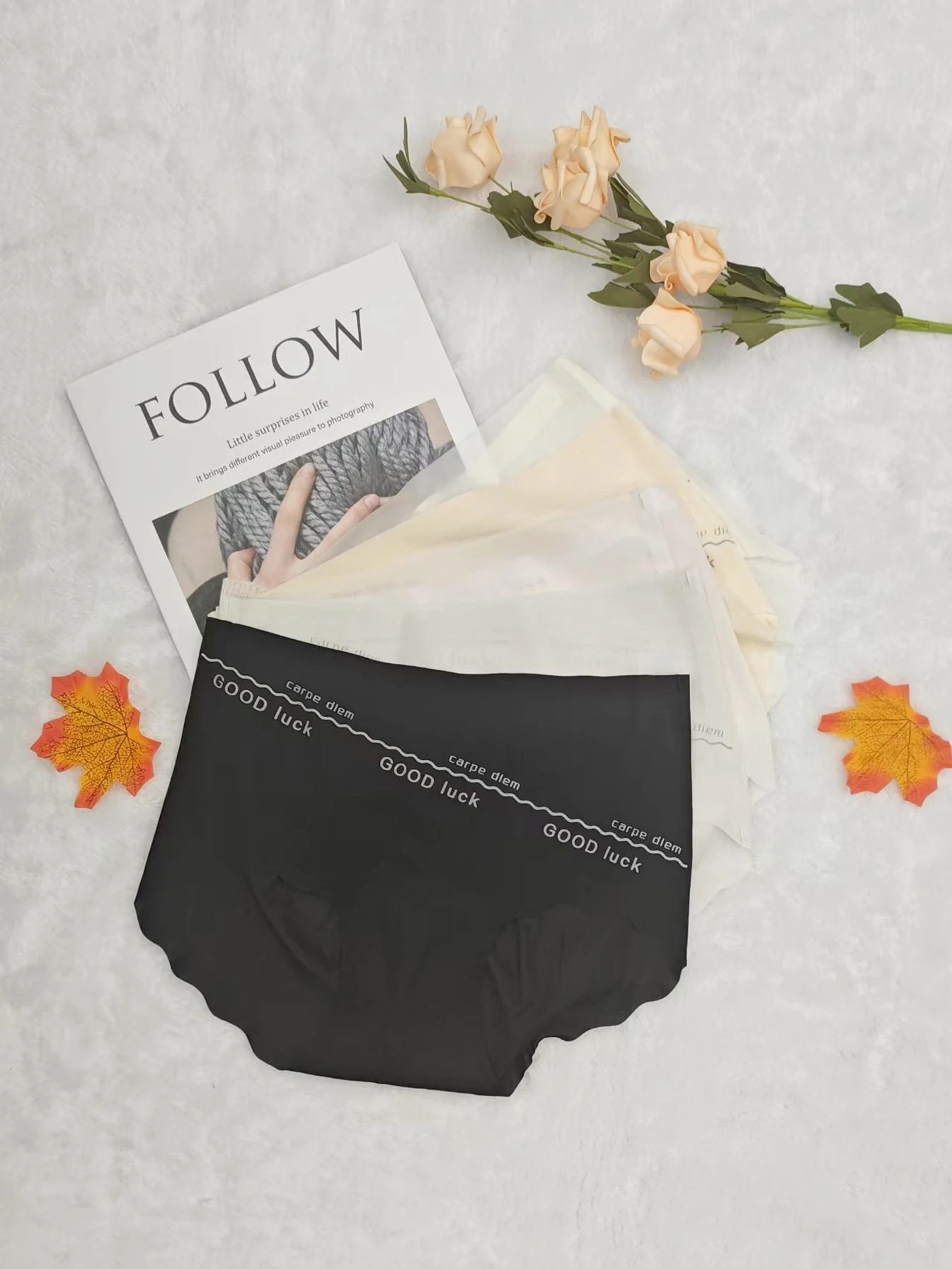 

5pcs/set one-piece seamless women's high-waisted underpants for summer, thin ice silk for women, simple and breathable