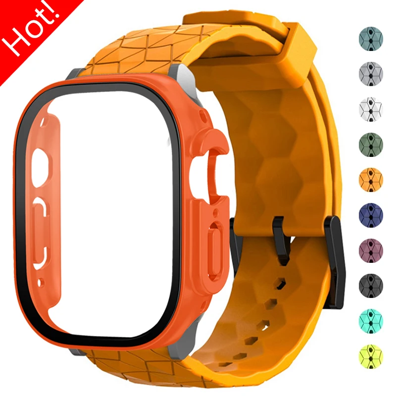 

Силиконовый ремешок и телефон для Apple Watch Band Ultra 2 49 мм, защитный чехол из ТПУ, ремешок для часов Iwatch Series Ultra 49 мм, браслет