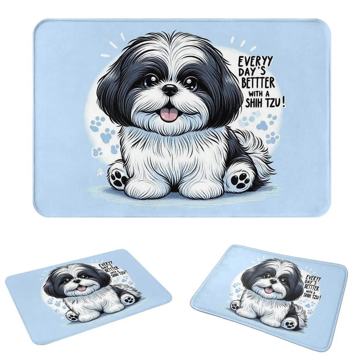 Cute Shih Tzu Dog Anti-slip Doormat Floor Mat Dust-proo Carpet Rug for Kitchen Entrance Home Bathroom Footpad Mats