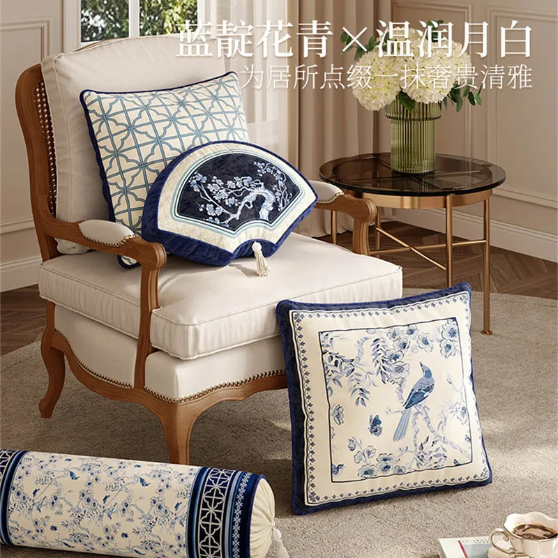 Chinoiserie Blue White Pillow Covers 18x18  Bird Flowers Throw Pillow Covers Outdoor Decorative Pillow Case for Couch Bed Sofa