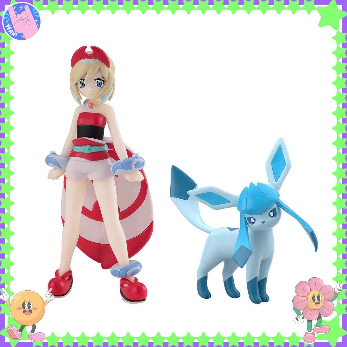 

Bandai Original Scale World POKEMON Hisui Region Irida Glaceon Adaman Leafeon Anime Figures