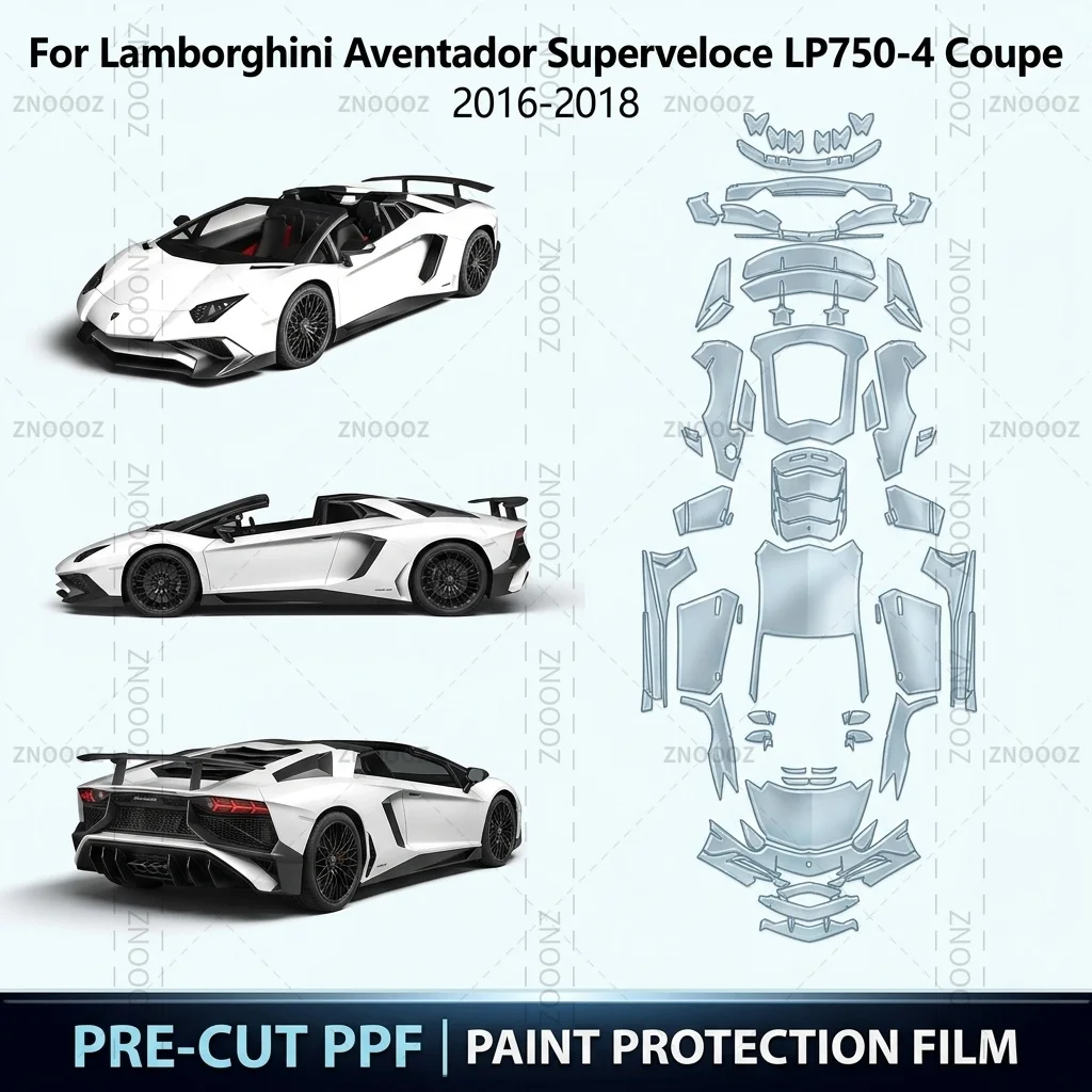 For 2016-2018 Lamborghini Aventador Superveloce LP750-4 Coupe 8.5Mil Precut PPF Paint Full Vehicle Glossy Clear Matte Black