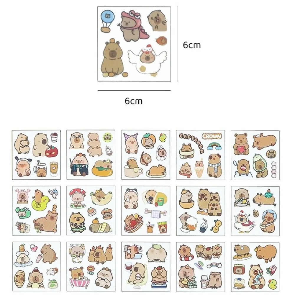 100PCS Cartoon Capybara Children Sticker Stationery DIY Mobile Phone Decoration Kid Toys Gifts Non-Repeating Water Cup Decal