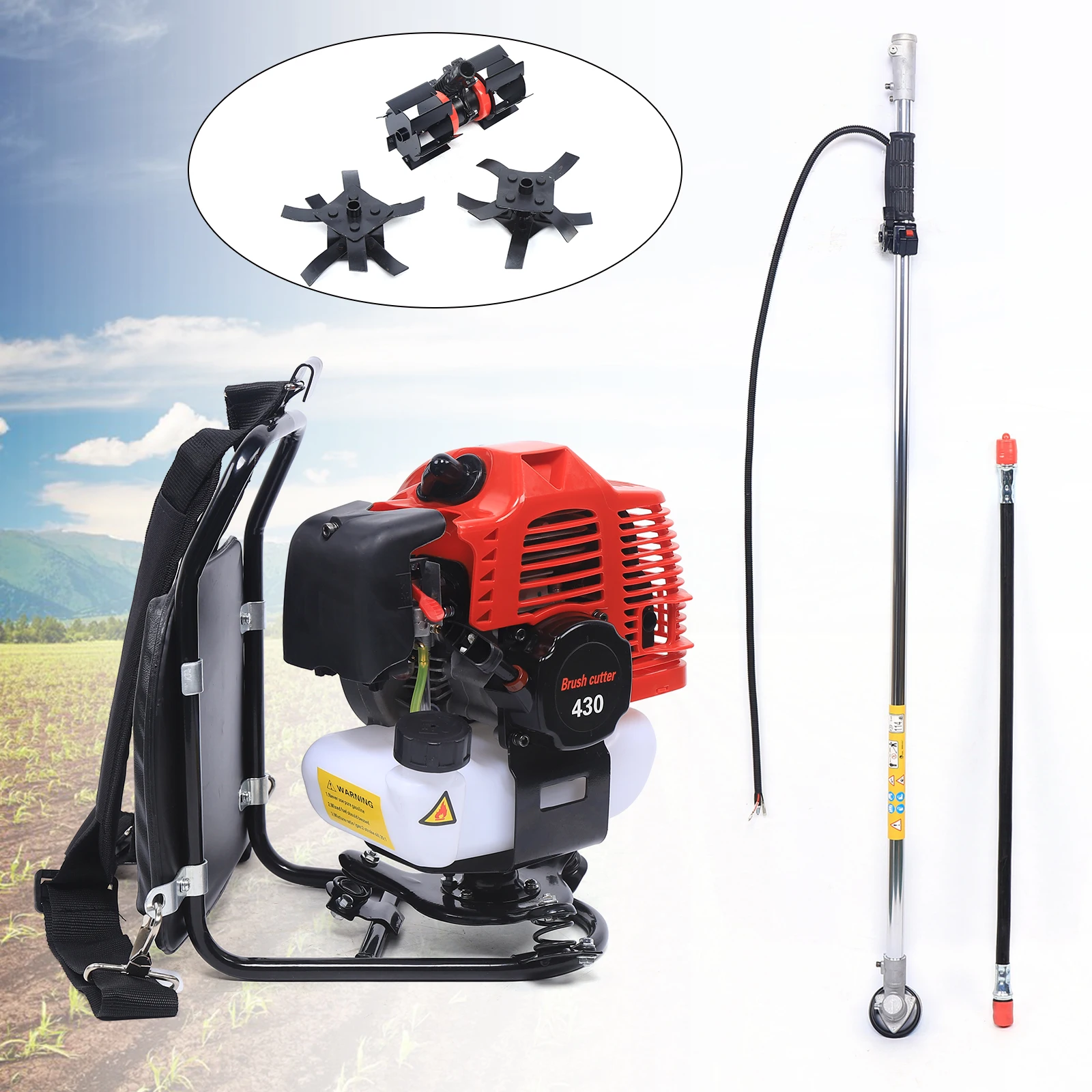 3In1 2-Stroke Backpack Lawn Edger Yard Grass Trimmer Brush Cutter Mower Multiple Functions Cut Weeds Machine 3200Rpm 1250W