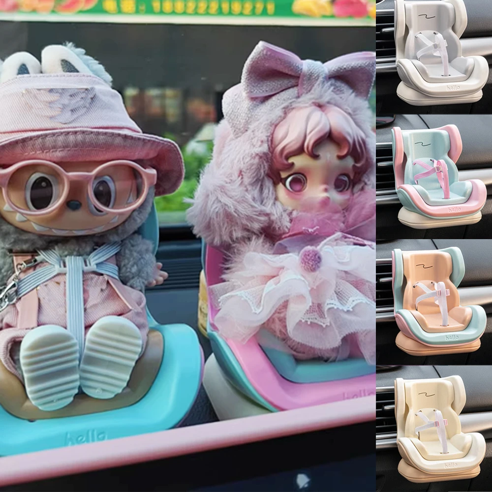 

For Labubu Ob11 Doll Seat Car Doll Safety Seat Cartoon Chair Model Car Kawaii Outlet Decor Car Interior Styling Doll Accessories