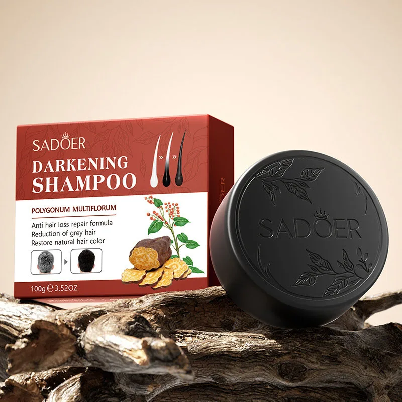 

SADOER Polygonum Multiflorum Hair Soap Solid Shampoo Anti Hair Loss Repair Dry Damaged Blacken White Hair Foam Shampoo