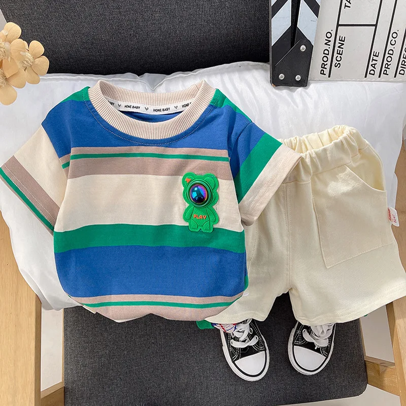 

Boys' Summer Short-Sleeved Suit New Western Style Boys' Baby Clothes Trendy Children's Fashionable Handsome Two-Piece Suit