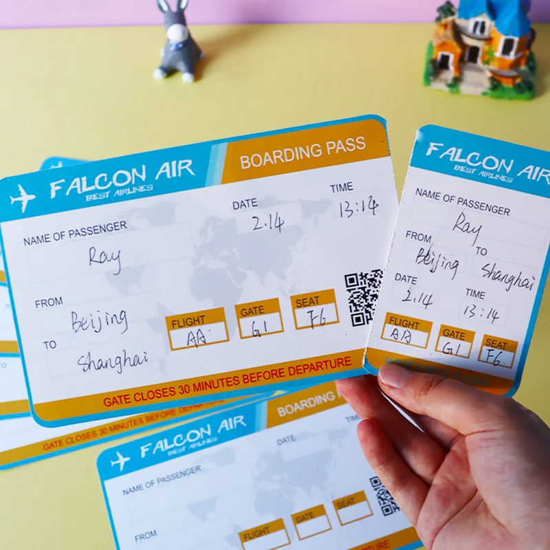 【Blank handwritten flight ticket】English classroom scenario teaching, interactive teaching aids, blank handwritten flight ticket