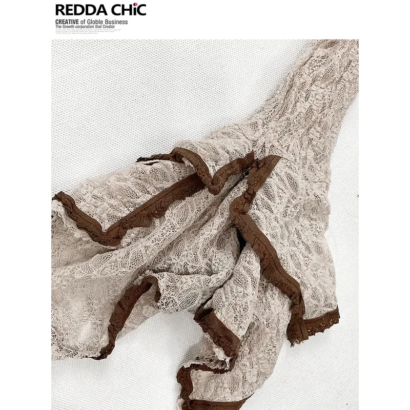 American Vintage Sunscreen Short Cardigan Jacket Maillard Lace Montage Irregular Tops Two-piece Set Tunic Clothes Suspenders