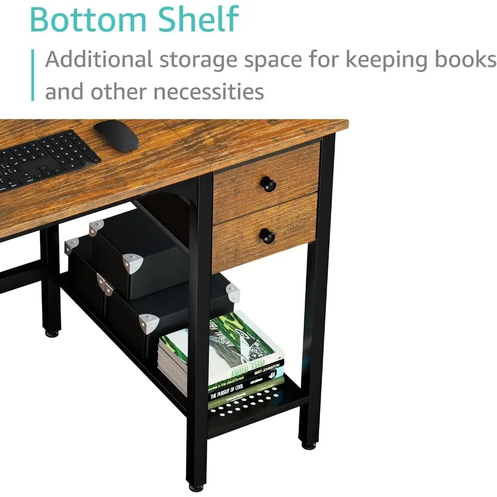 Computer Desk with Drawers - 40 Inch Work Small Desk for Bedroom Home Office, Simple Study Writing Table PC Desks