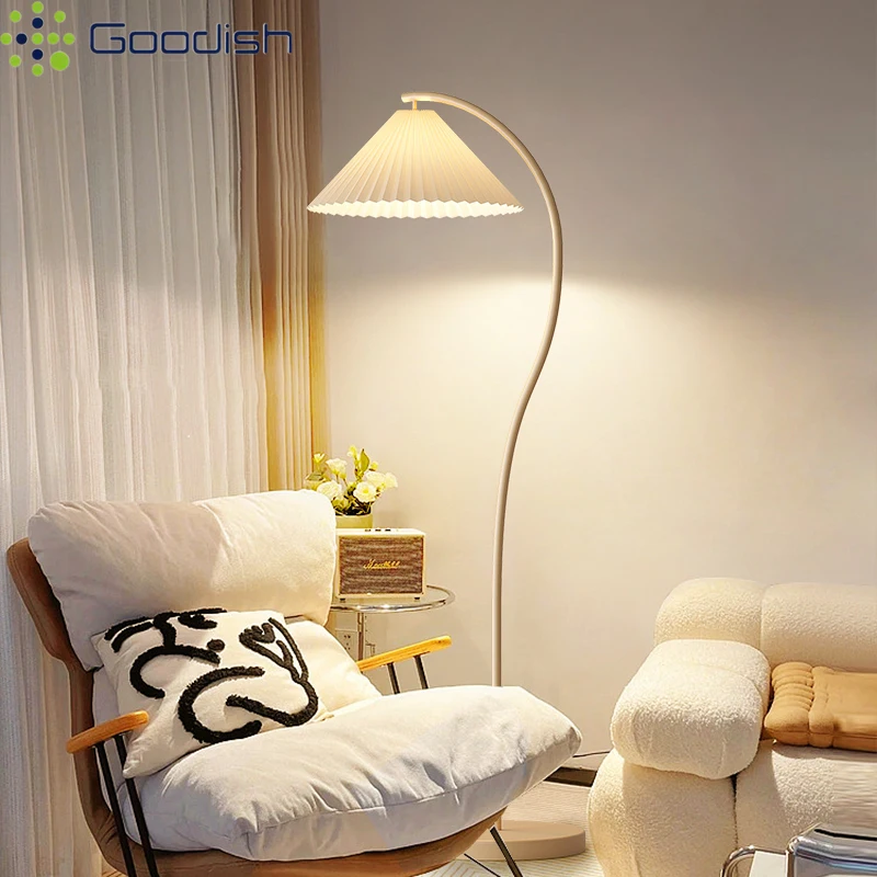 Janpanese Wabi-sabi Retro Art Creative Standing curved cap Lustre Lights LED Floor Lamps for Bedroom Home Decoration Chandelier