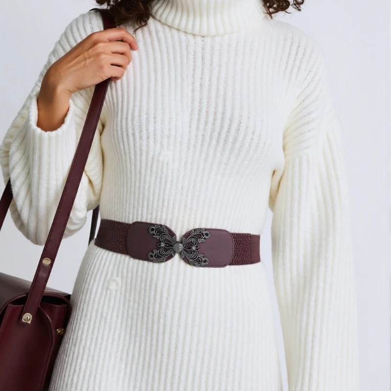 R1WE الأنيقة للسيدات على نطاق واسع حزام الخصر المألوف cincher sash تفاصيل زهرة