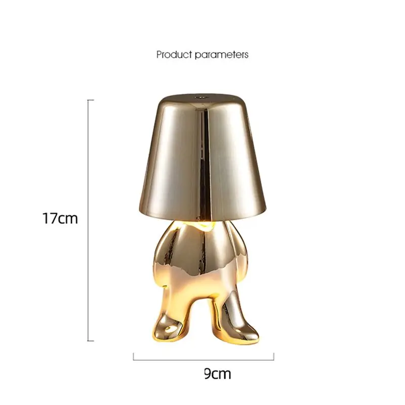 A76KBG! Small Golden People Table Lamp Touch Adjustable Switch LED Night Light Bedroom Desktop Decorative Reading Lamp Gold
