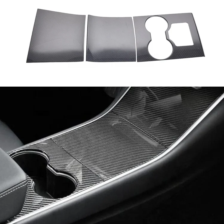 

REAL DRY CARBON FIBER CENTER CONSOLE COVER FOR TESLA MODEL 3 2017-2019 CAR INTERIOR ACCESSORIES