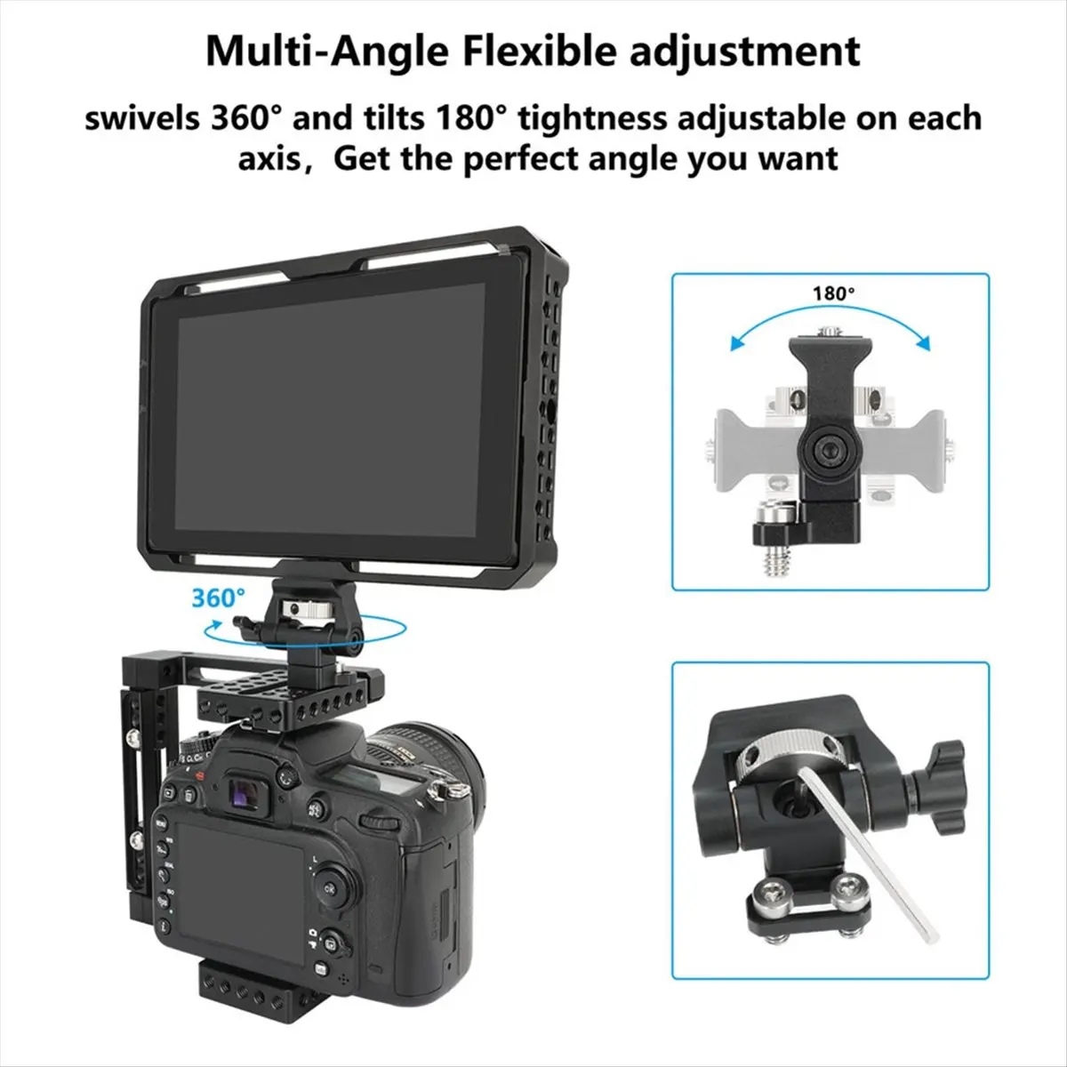 AT33 Quick Release Monitor Holder for Cold Shoe Adapter 1/4 Inch for Mounting Camera Monitor Flash Microphone LED Fill Light