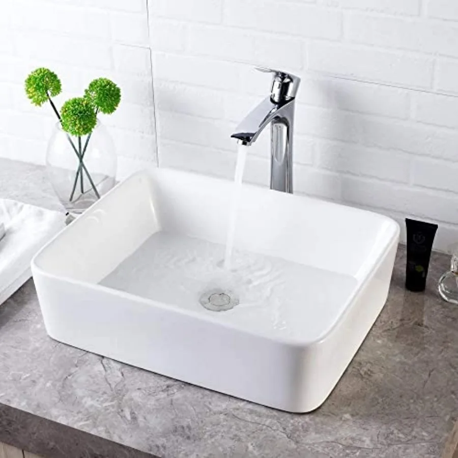 

Vessel Sk Rectangle 19 ch Bathroom Sk, Rectangular Modern Above Counter Bathroom Sinks 19x15 Inch Porcelain Ceramic Vessel Vani