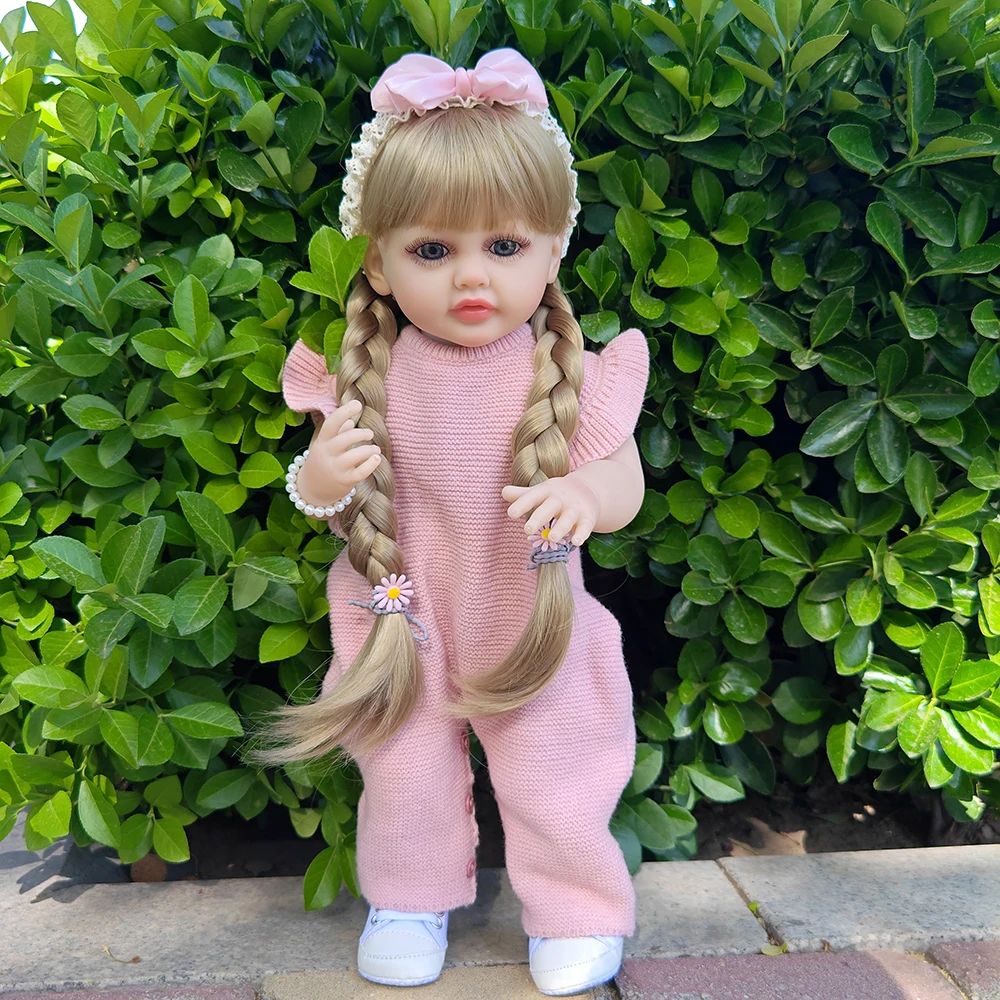 22Inch 55cm Finished Reborn Girl Dolls Full Soft Vinyl Simulation Doll Children Dress up Toy Birthday Christmas Gift