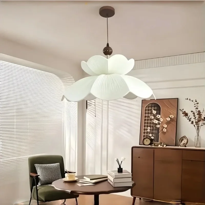 Modern Minimalist Floral Fabric Creative Pendant Light Stydy Dining Room Bedroom Dining Table Interior Decoration Hanging Lamp