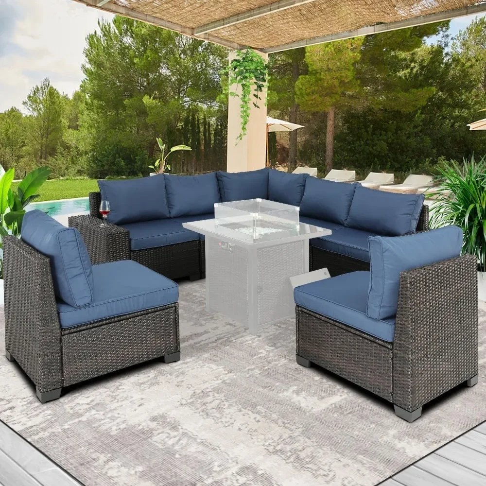 Outdoor Terrace Furniture Set, Terrace Furniture Set Including Combination Sofa, 5 Pieces Excluding Table