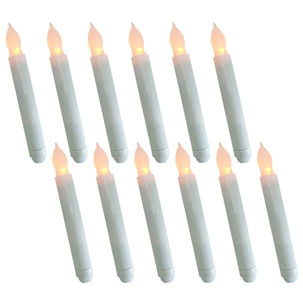 12 قطعة من مصابيح LED الإلكترونية عديمة اللهب، ضوء زخرفي نحيف وامض للمنزل والزفاف، آمن بدون دخاني، أبيض دافئ