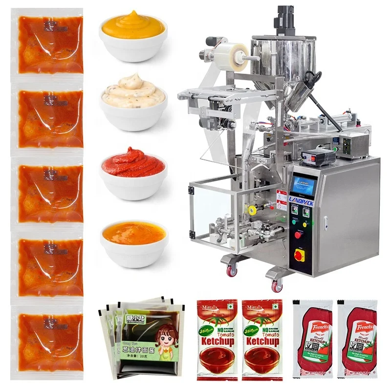 Digital Automatic Liquid Paste Filling Packaging Machine for Soup Tomato Chilli Sauce Sachet Foil Slitting