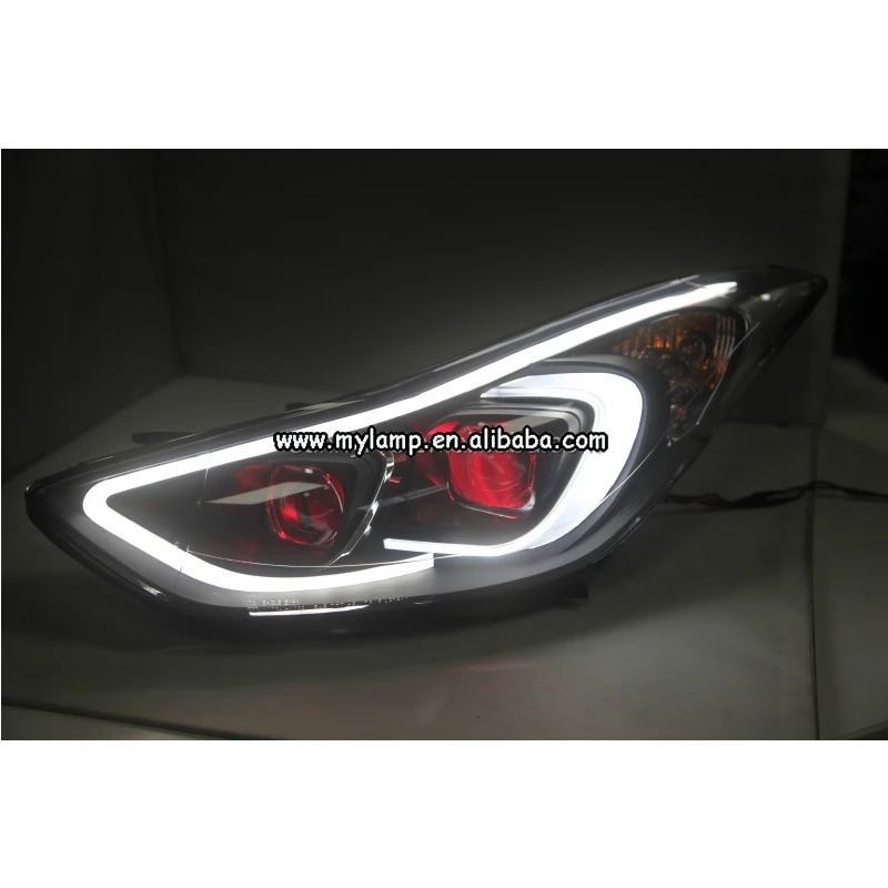 LED Strip Headlight For HYUNDAI Avante i35 Elantra 2013-2016 Year Front Lamp With Bi-Xenon Projector Len LF