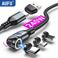 AUFU 240W Magnetic USB C Cable 5A Fast Charging Micro USB Type C Cable For iPhone Xiaomi Samsung Laptop Magnet Data Wire Cord