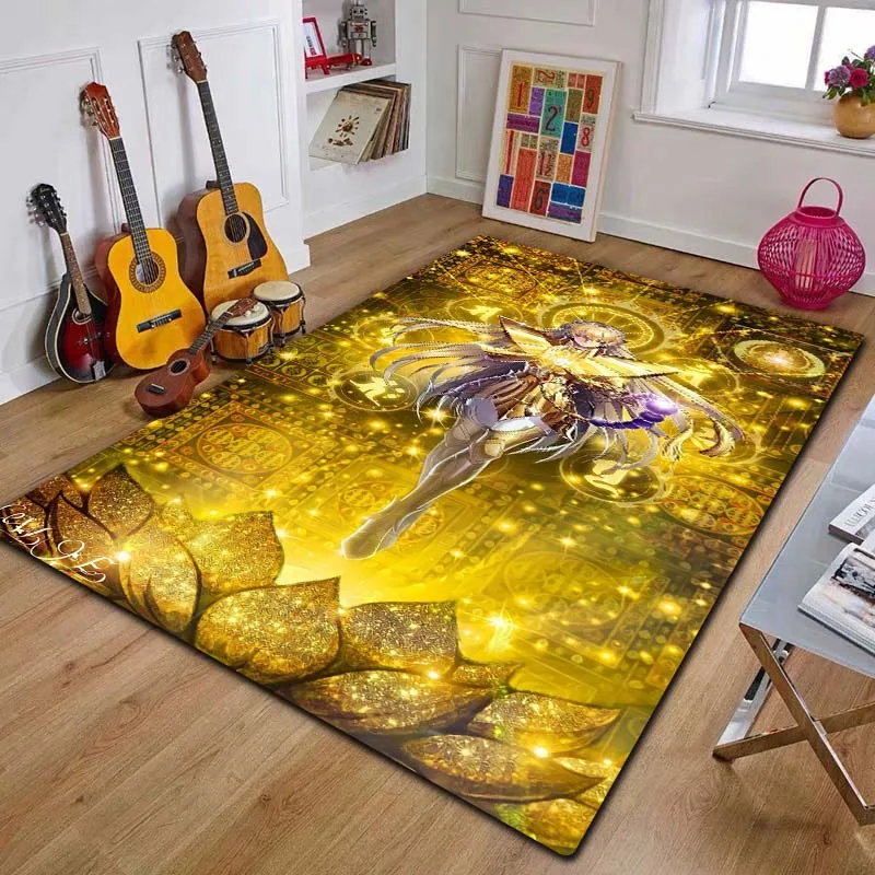 Alfombra Antideslizante de Gran Tamaño con Estampado Clásico de Anime Saint Seiya para Sala de Estar, Dormitorio, Decoración Interior del Hogar, Regalo Navideño