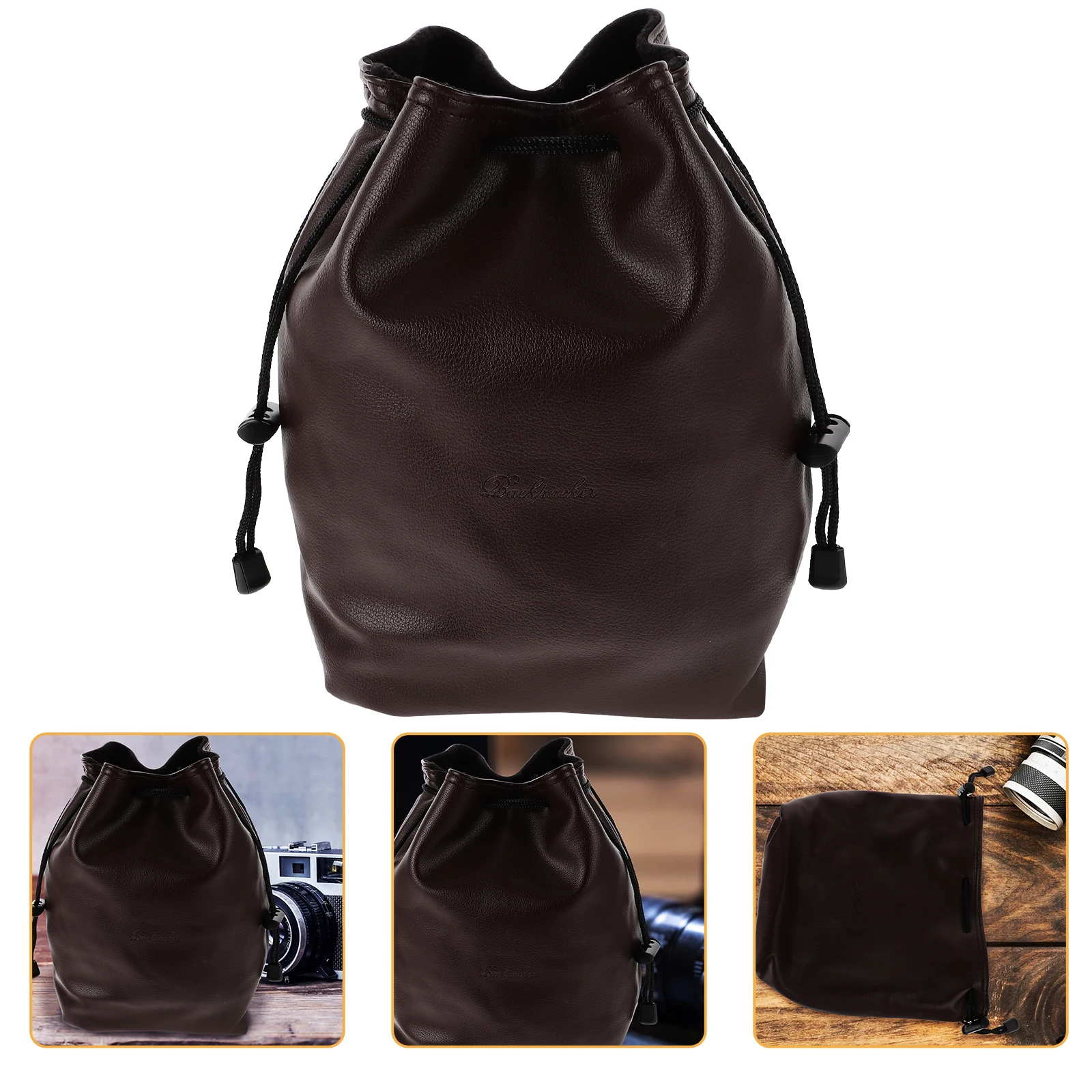 

Premium Camera Case Protective Bag Storage Bag Compact Shockproof Travel Camera Pouch for Lens Accessories Brown