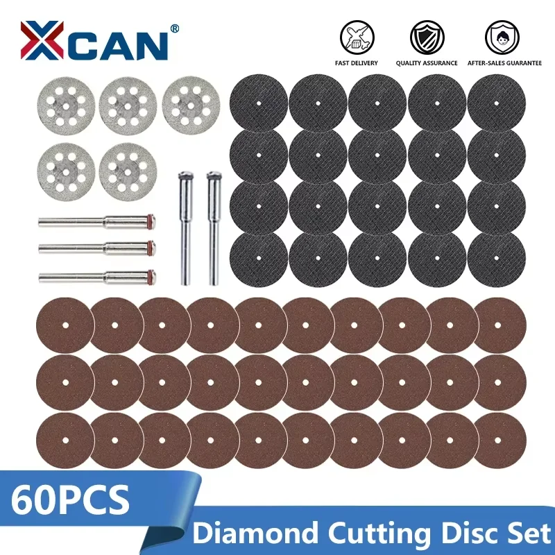 XCAN 60pcs Circular Saw Blade Set Diamond Cutting Blades Grinding Wheel for Dremel Mini Drill Rotary Tool Accessories
