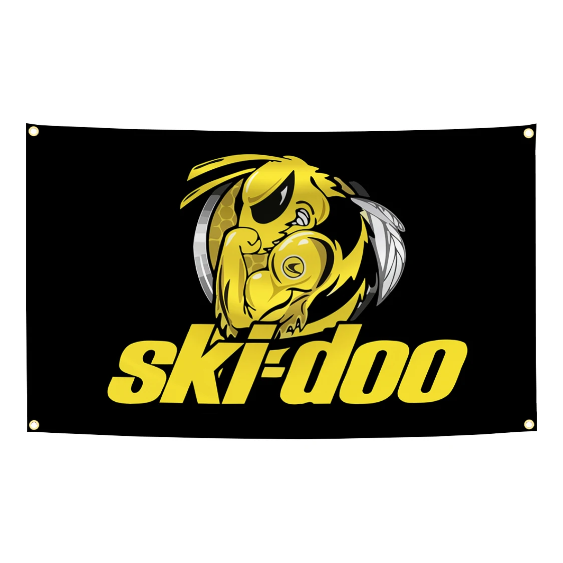 Team SkiDoos Killer Bee Snowmobile Flag Tapestry Polyester Digital Printing Banner Garage Wall Art Out Door Decoration