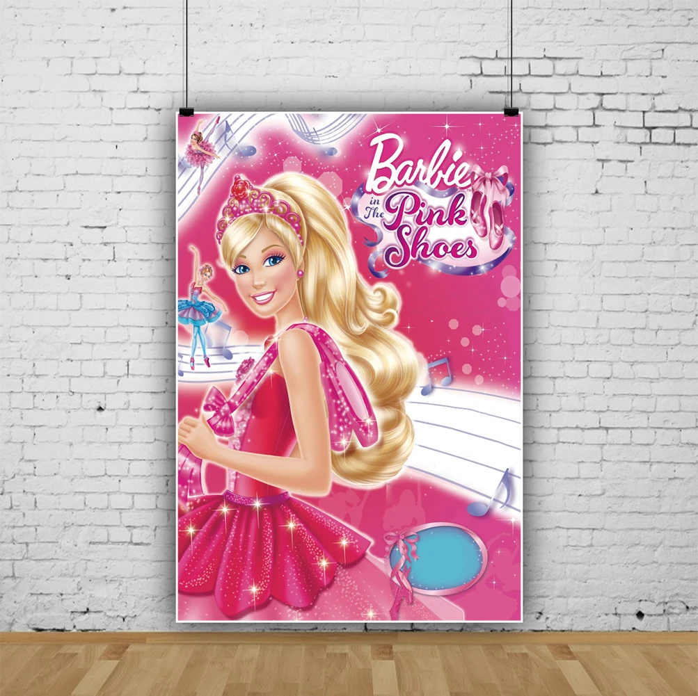 Disney Barbie Poster Princess Photography Backdrop Background Baby Girl Birthday Party Decoration Banner Photo Studio Customize