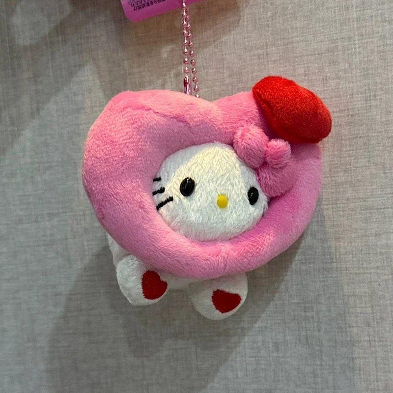 Kawaii Pink 3D Peach Heart Hello Kitty Bag Pendant Japanese Cute Girl Keychain Decoration Accessories Birthday Gift