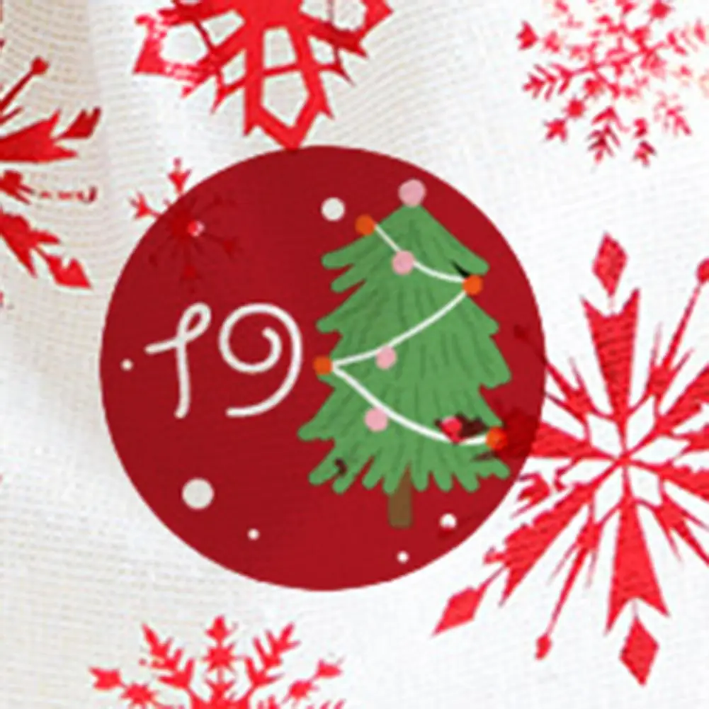 24pcs Merry Christmas Cartoon Snowman Deer Pattern Calendar Countdown Round Sticker Happy New Year Party Decoration DIY Supplies