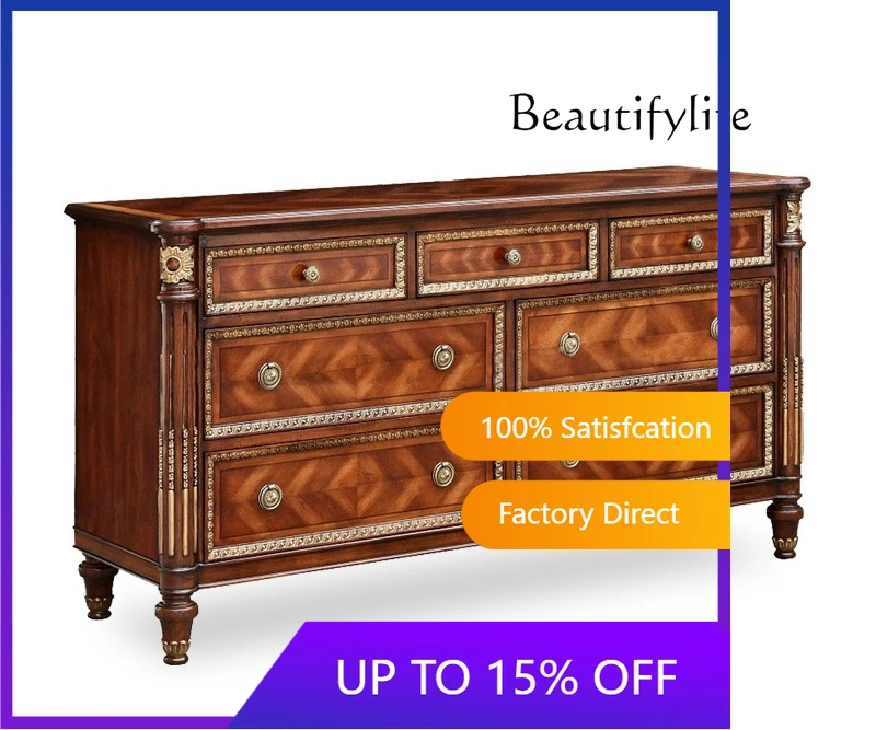 

Тумба-комод в европейском стиле из массива дерева, туалетный столик во французском стиле, для спальни, для хранения и декора, модный, в новом китайском классическом стиле X