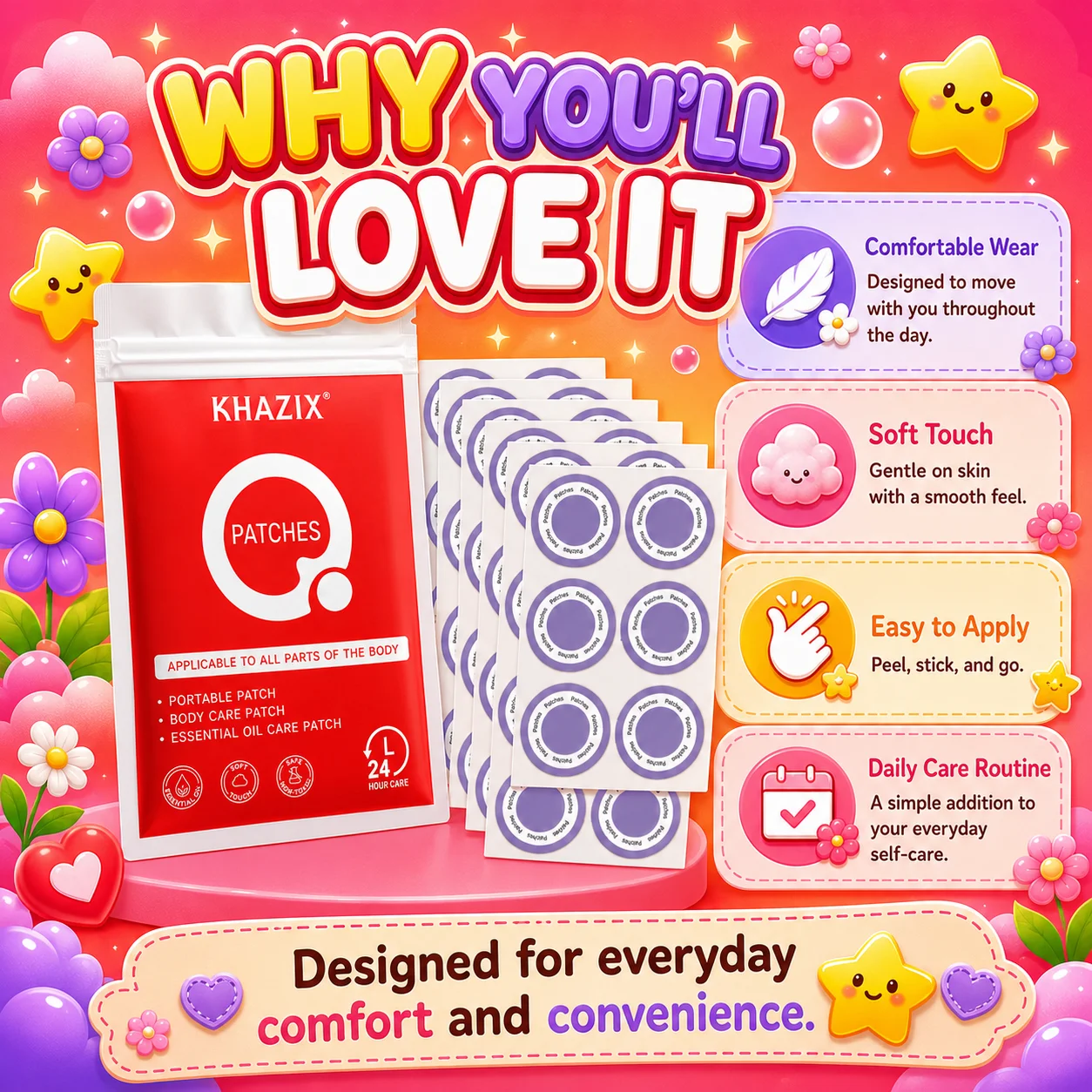 30Pcs Energy Patches Natural Ingredients Vegan Friendly Daily Energy Boost Patch Portable Body Stickers for Work Travel Sports