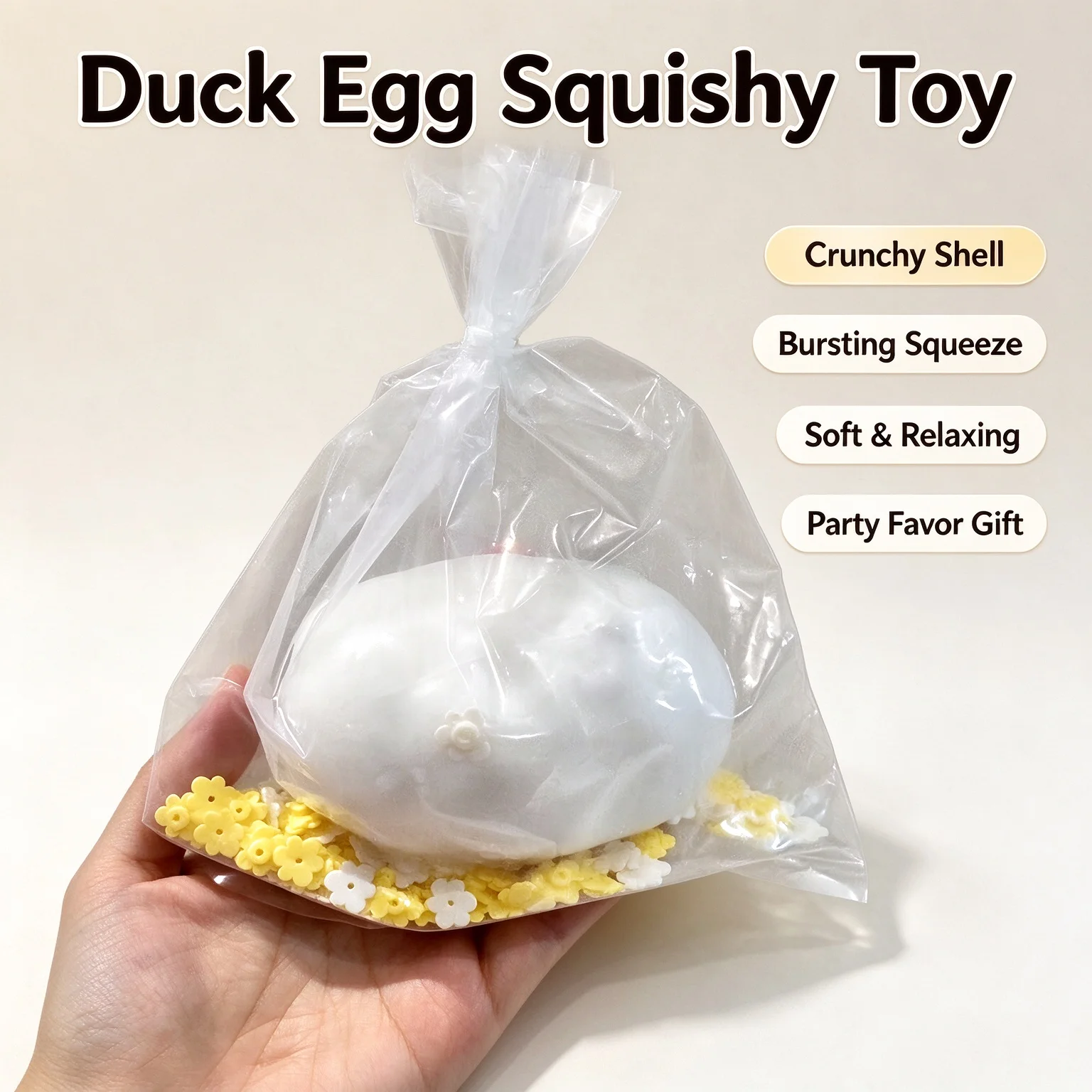 New Burst Duck Egg Crispy Shell Squishy Fidget Toy, Crunchy Texture Stress Relief Anti Anxiety Desk Squeeze Gift Festival