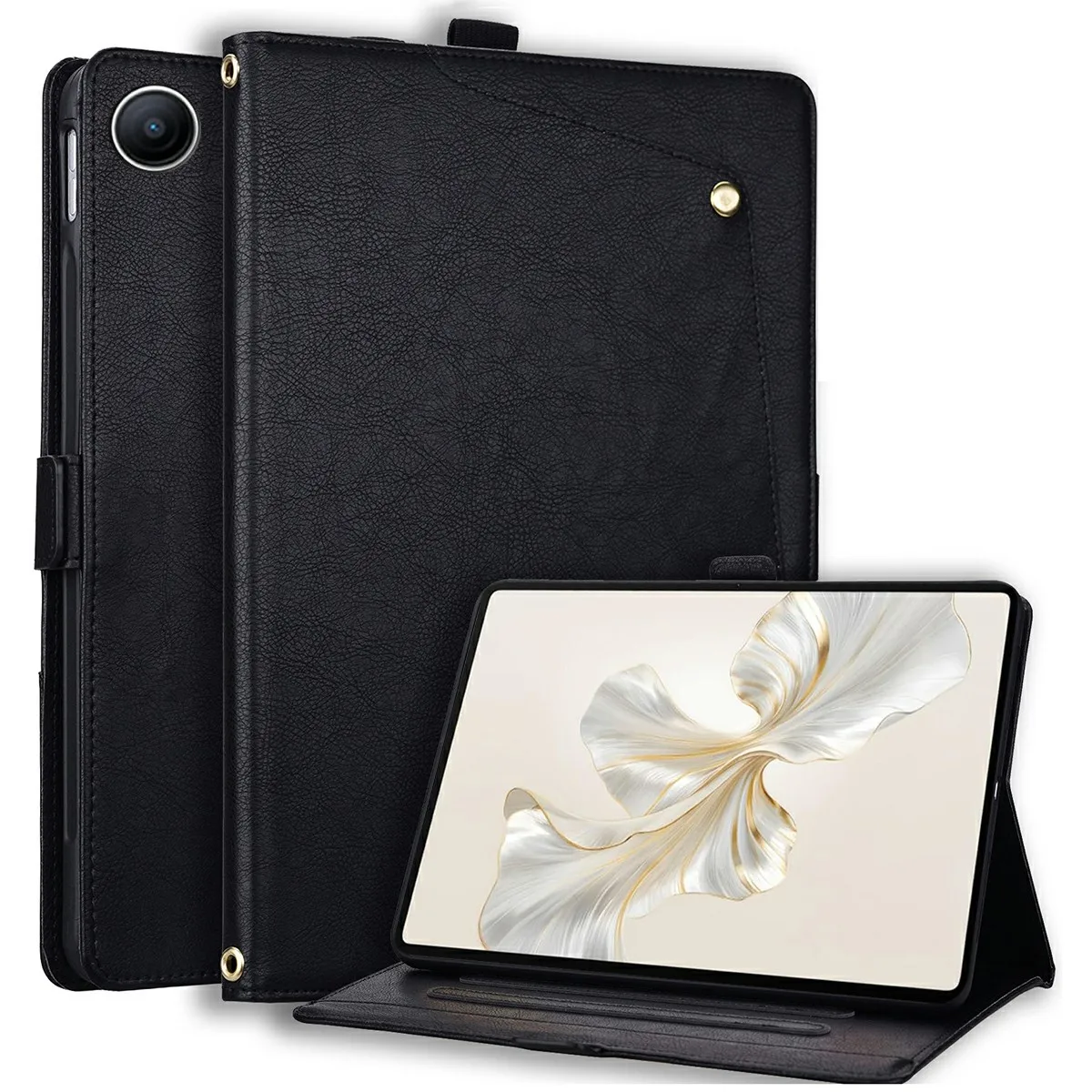For Xiaomi Redmi Pad 2 SE  /  Pad 2 9.7  /  Poco Pad C1 Case Front Pocket Business Leather Tablet Cover with Card Holder Stand -