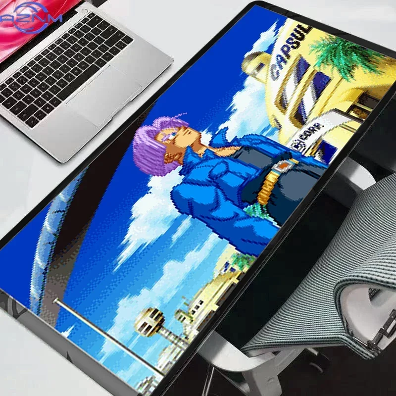 Anime Fighting Characters Blue Lightning Effect Mouse Pad, Rubber Non-Slip Base, Smooth Surface for Gaming Desktop Keyboard Offi