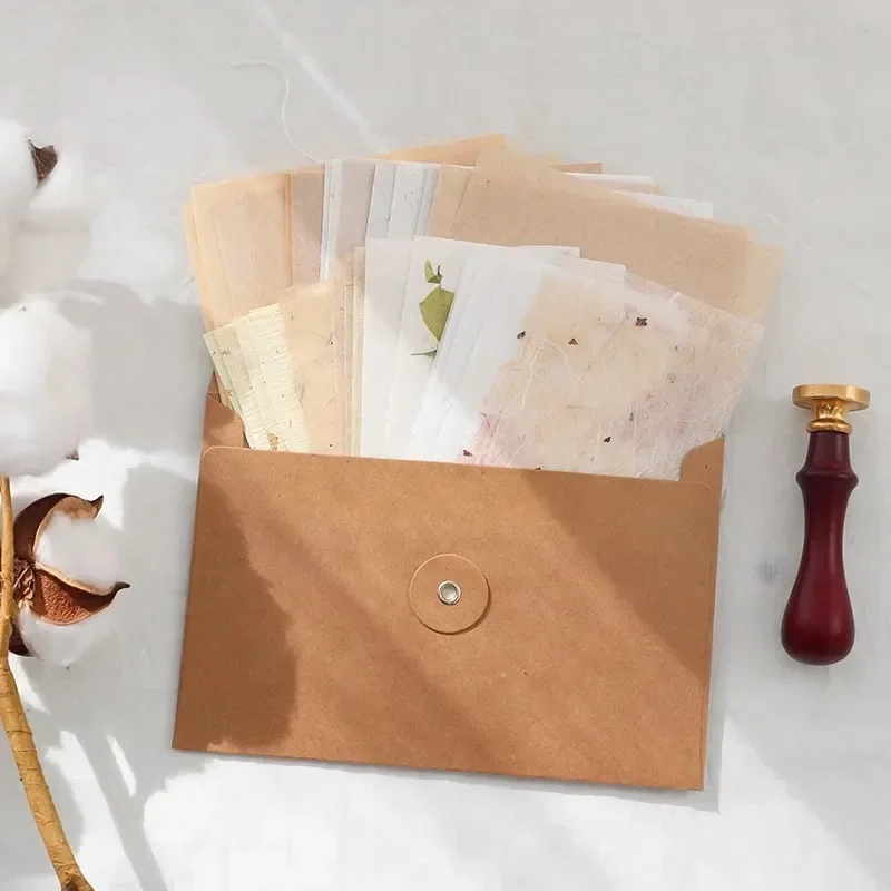 5/10pcs Vintage Kraft Paper Envelopes with Button String Tie Greeting Cards Postcards Letter Pads Cover Korean Stationery Office