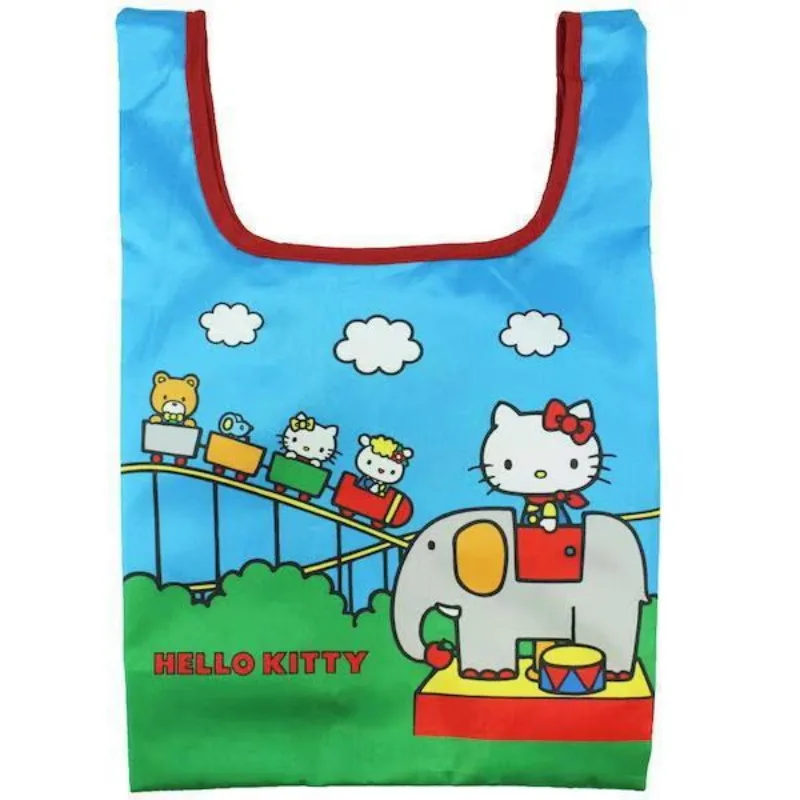 Japanese Cartoon Supermarket Shopping Bag Sanrio HelloKitty Hawaii Pattern Folding Storage Bag Cosmetics Travel Storage - view 6