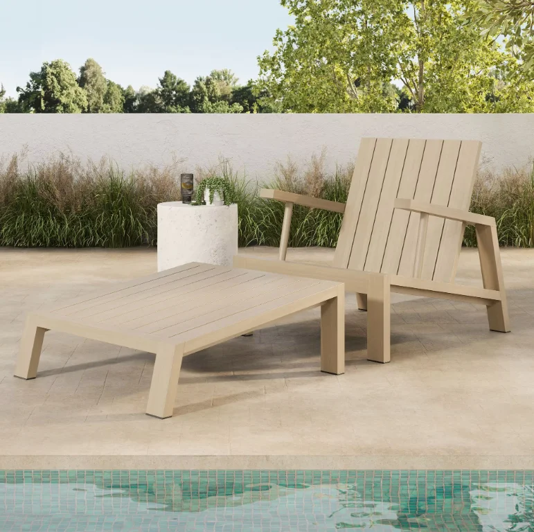 Luxury modern teak outdoor sofa set waterproof UV protection indoor use hotel courtyard garden furniture