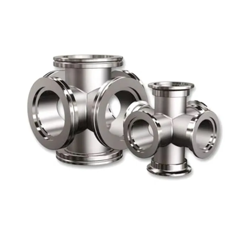 ISO200 6-Way Cross Adapter 304L SS HV Chamber Port Nut Bolt Flange