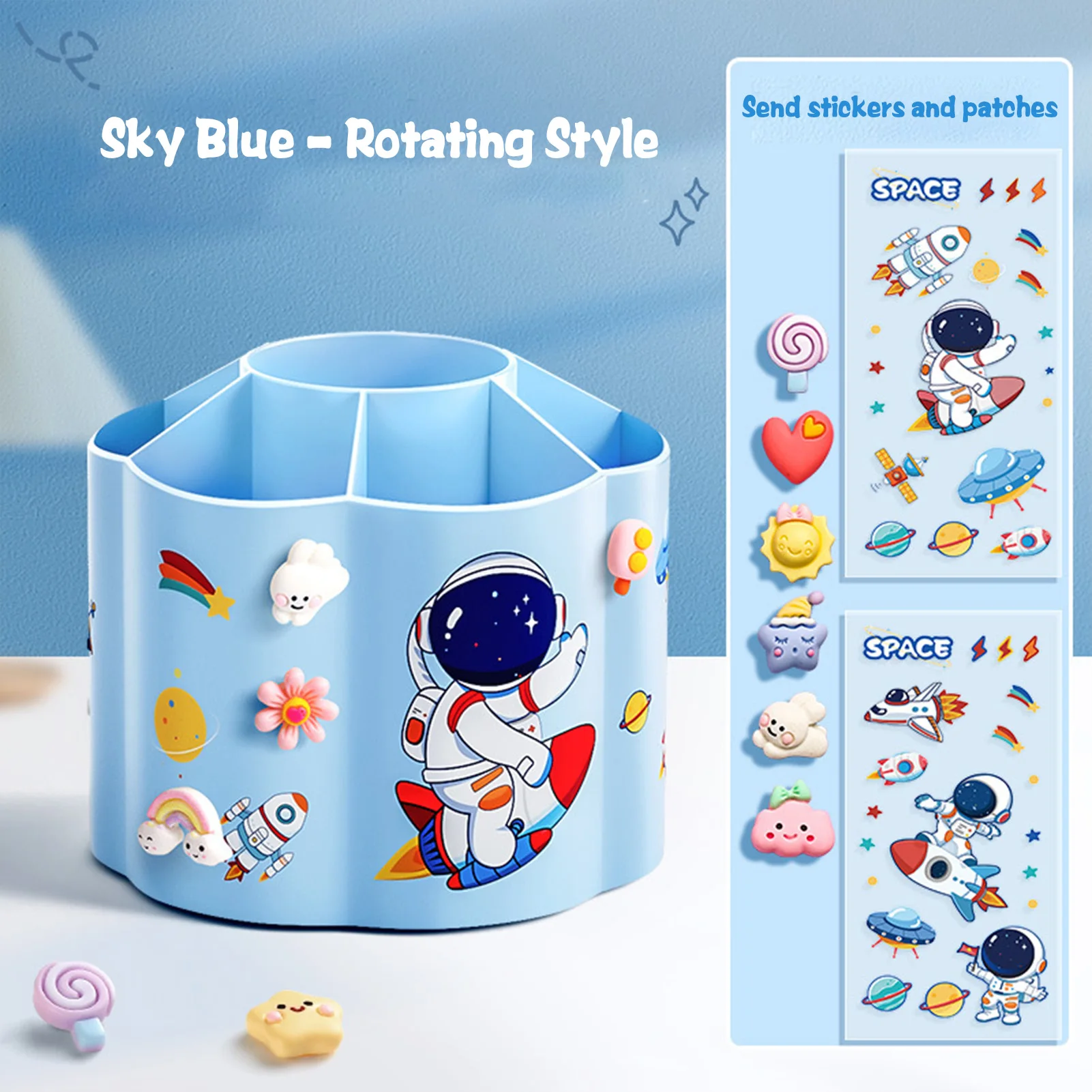 360 Rotating Pen Holder Diy Multifunctional Large-capacity Desk Storage Box Cosmetic Pen Student Stationery Children's Gifts