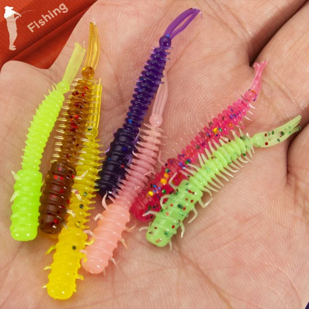 20pcs Soft Lures Artificial Lures Fishing Worm Silicone Bass Pike Minnow Swimbait Jigging Plastic 0.4g/4.5cm