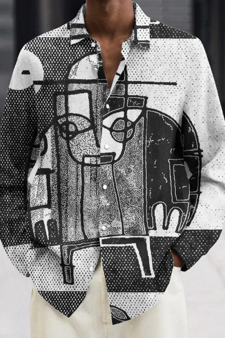 New Vintage For Men Hawaiian Shirt 3D Abstract Print Beach Holiday  Casual Long Sleeved Oversized Top Tee shirt 3XL Camisa Top