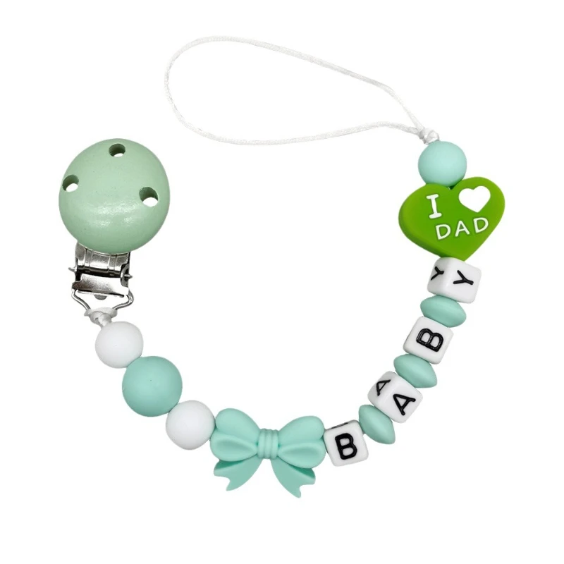 Nieuwe Aanpasbare Gepersonaliseerde Naam Fopspeen Clip Ketting Siliconen Tepel Dummy Houder Fopspeen Baby Tandjes Speelgoed Kauw Cadeau Bpa Gratis