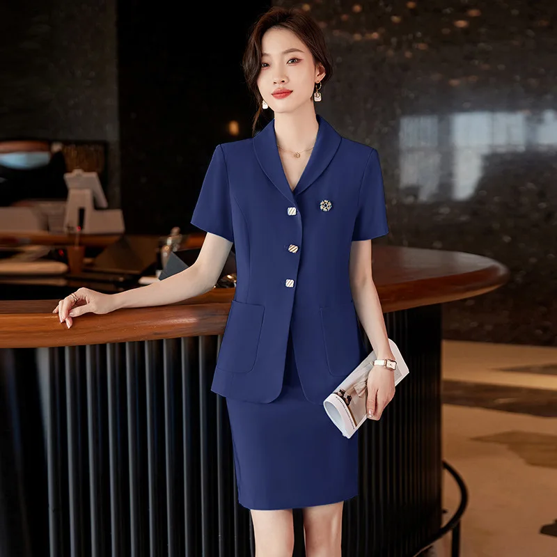 

Summer Short Sleeve New Business Women's Clothing High Sense Hotel Front Desk Reception Beauty Salon Jewelry Shop Workwear Suit