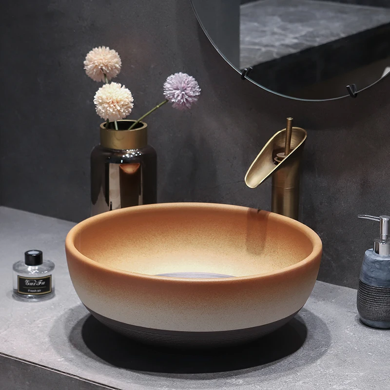 40*15CM Antique Bowl Art Ceramic Countertop WashBasin Oval European Bathroom Shampoo Sinks Washbasin Wash Hand Basins